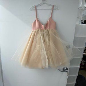 Maggie Barry peach and tan Tulle mini dress